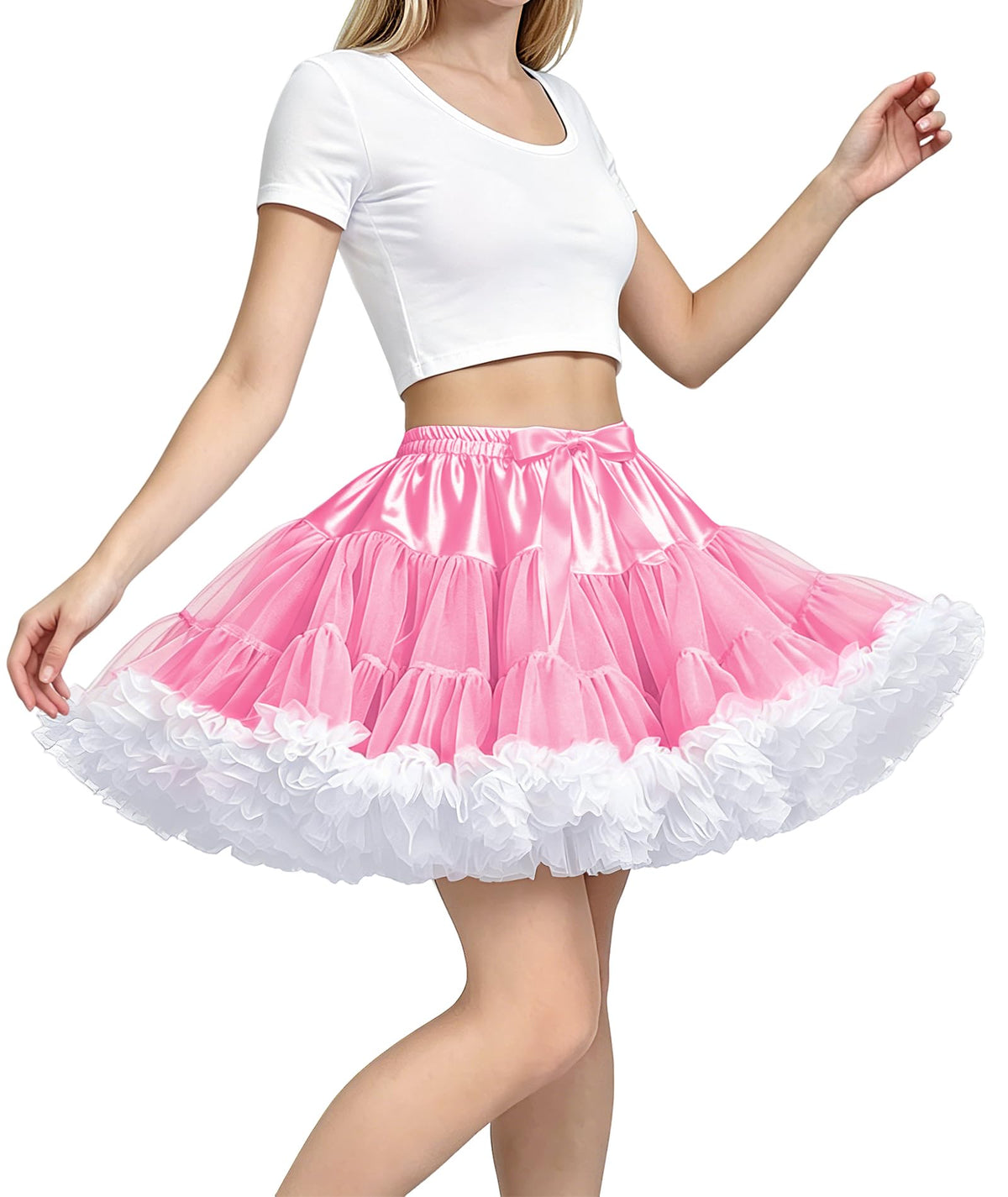 Petticoat Skirt for Women Under Dress 3-Layered Tulle Elastic Waist Tutu