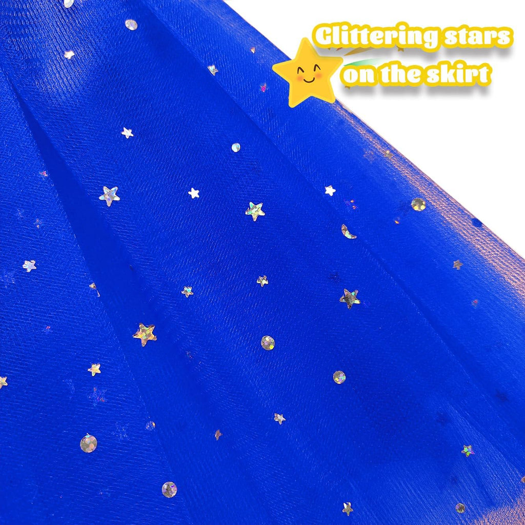 Little Girls Stars Sequins Tutu Skirt Princess Ballet Dance Dress for 0-6 Y Sparkle Elastic 3 Layered Tulle Tutu Skirt