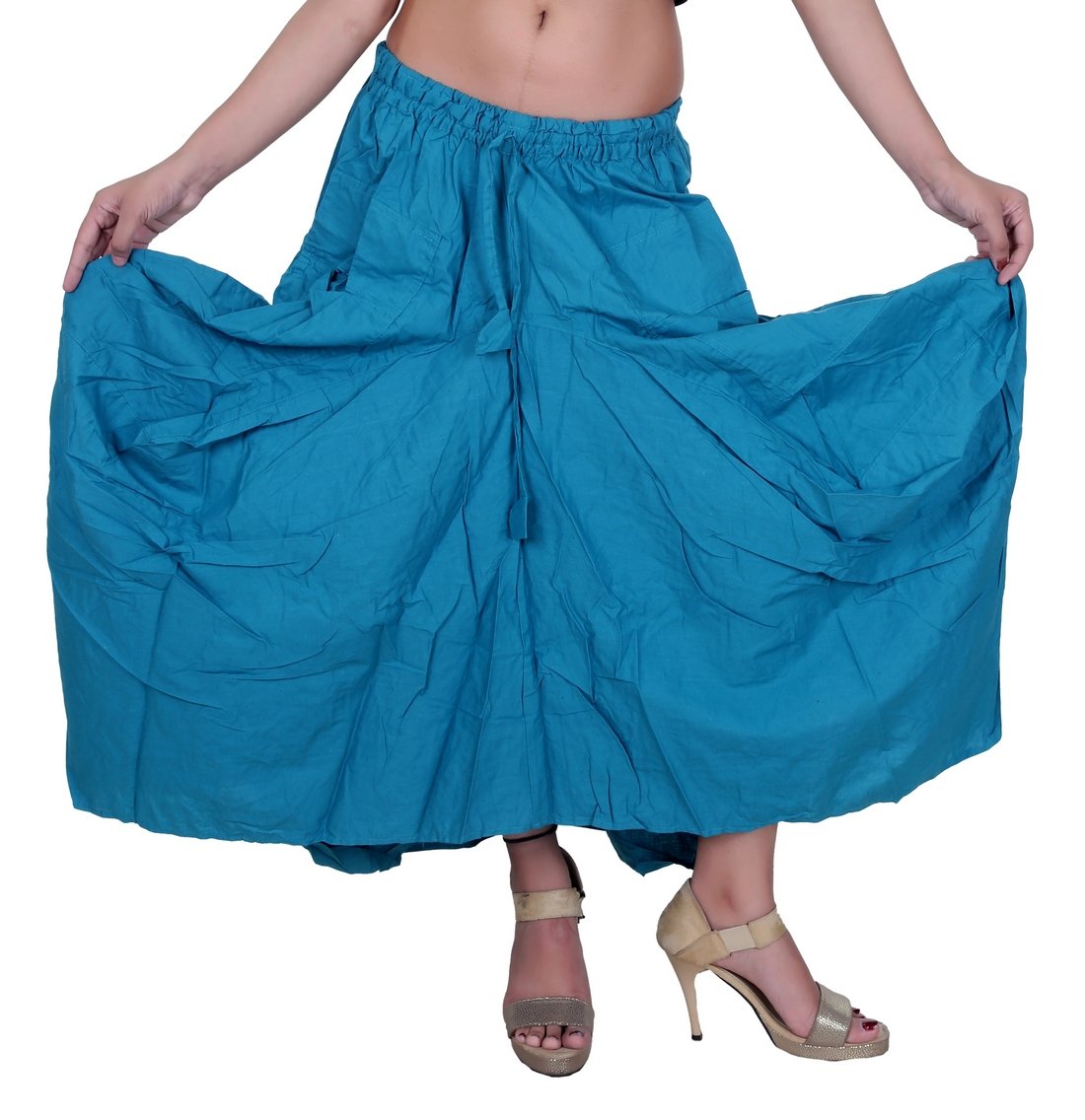 SARJANA Women Cotton Solid Pockets Skirt Hippie Afghani Ethnic