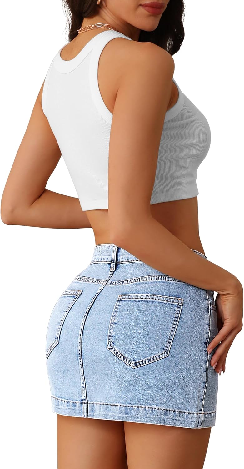 Denim Skirt Women High Waisted Jean Skirts For Women Denim Summer Skort