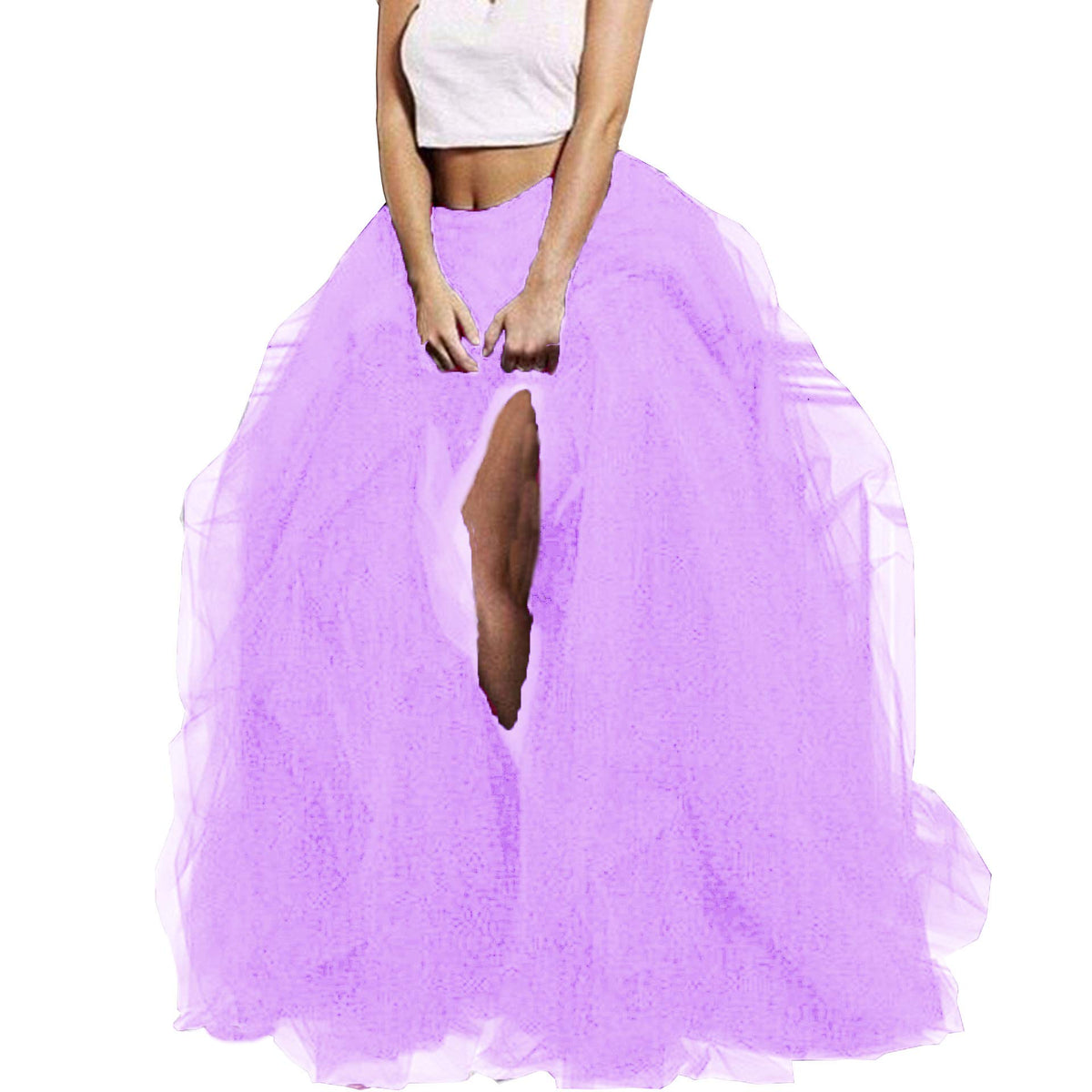 Lisong Women Maxi Tulle Floor Length Layered High Waist Spectial Occasion Skirt