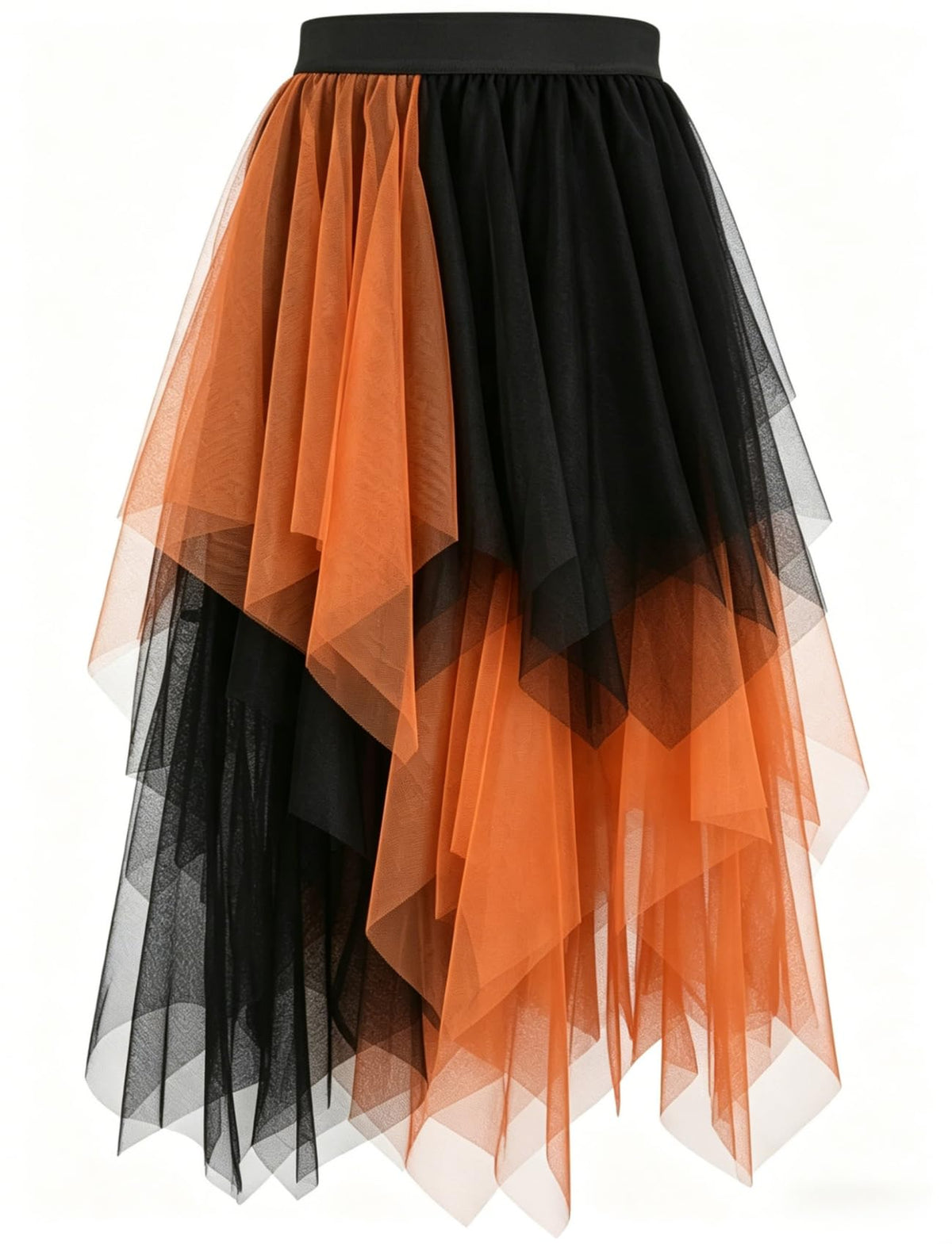Women's Tulle Skirt High Low Layered A-Line Midi Fairy Skirt - Midi Length Irregular Tutu Skirt for Party 80s Outfit