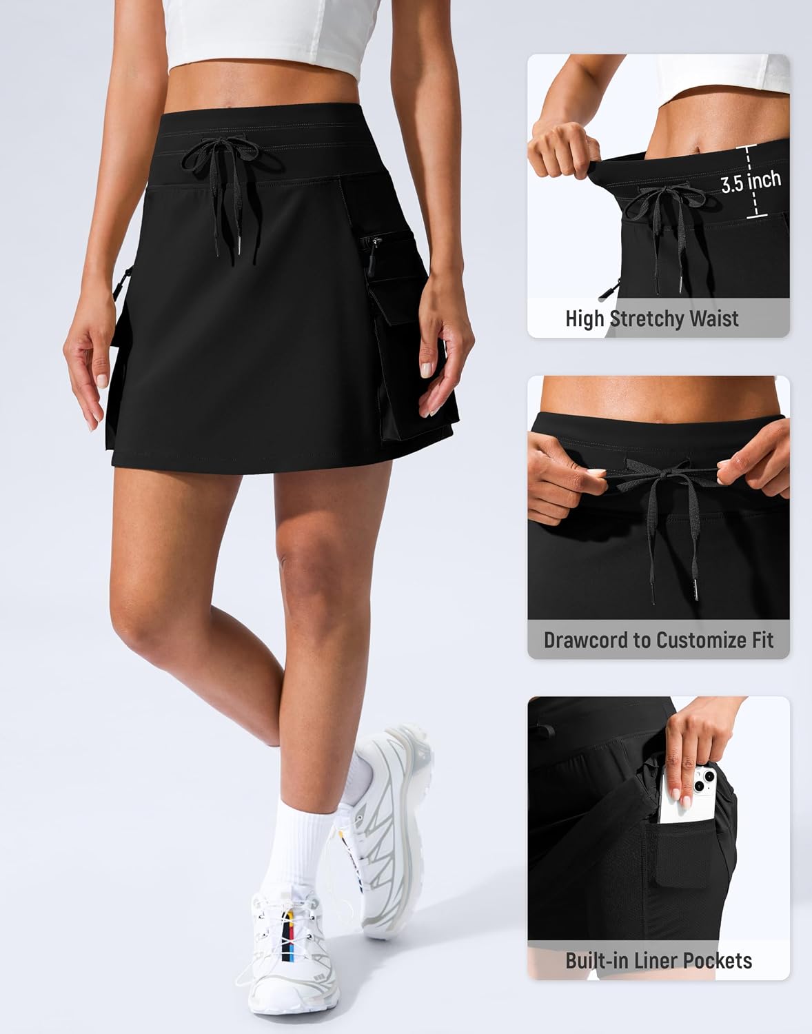 SANTINY 16" Hiking Cargo Skorts 6 Pockets