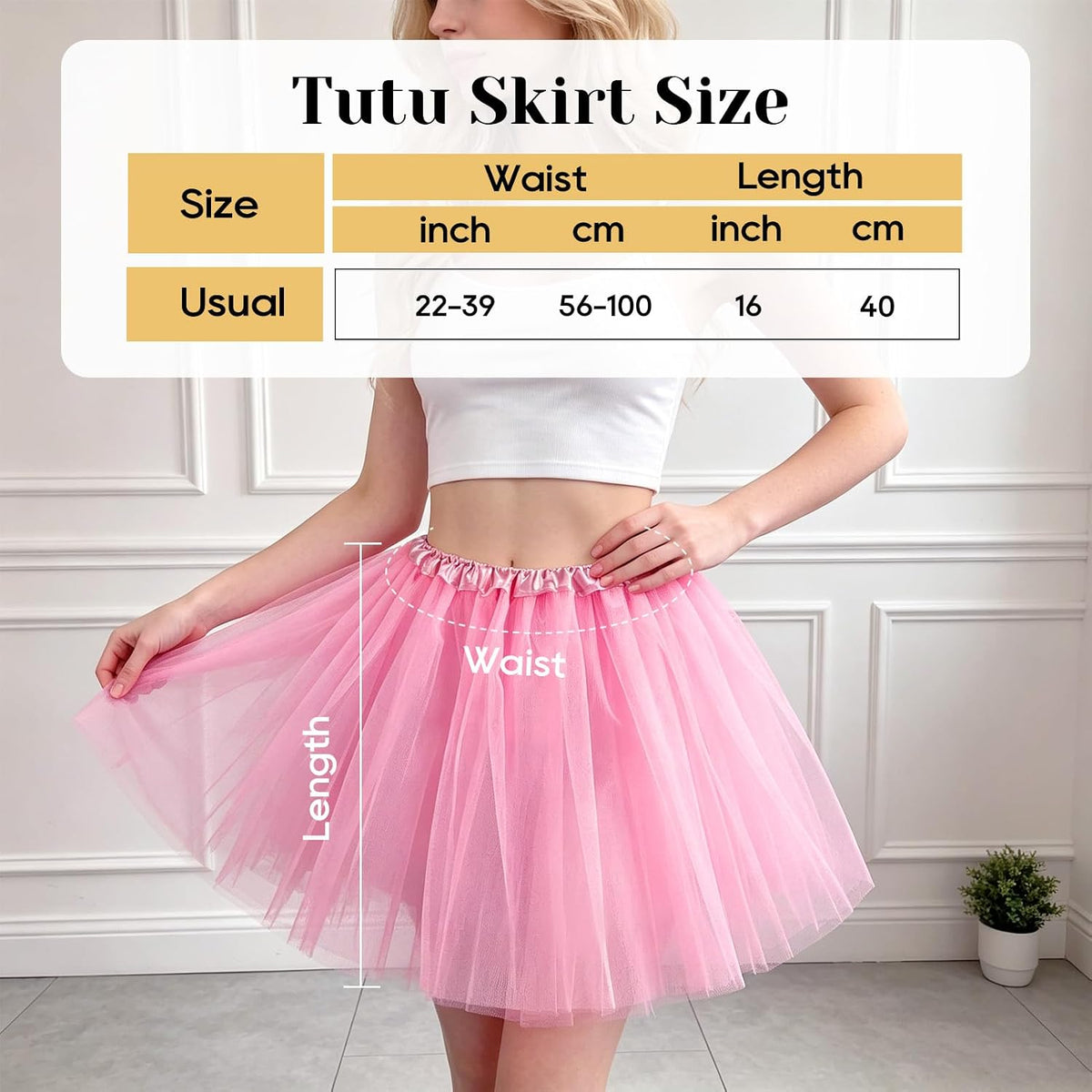 Tutu Skirts for Women Adults 5 Layers Fluffy Elastic Tulle Skirt Halloween 80s Running Party Dance Costume