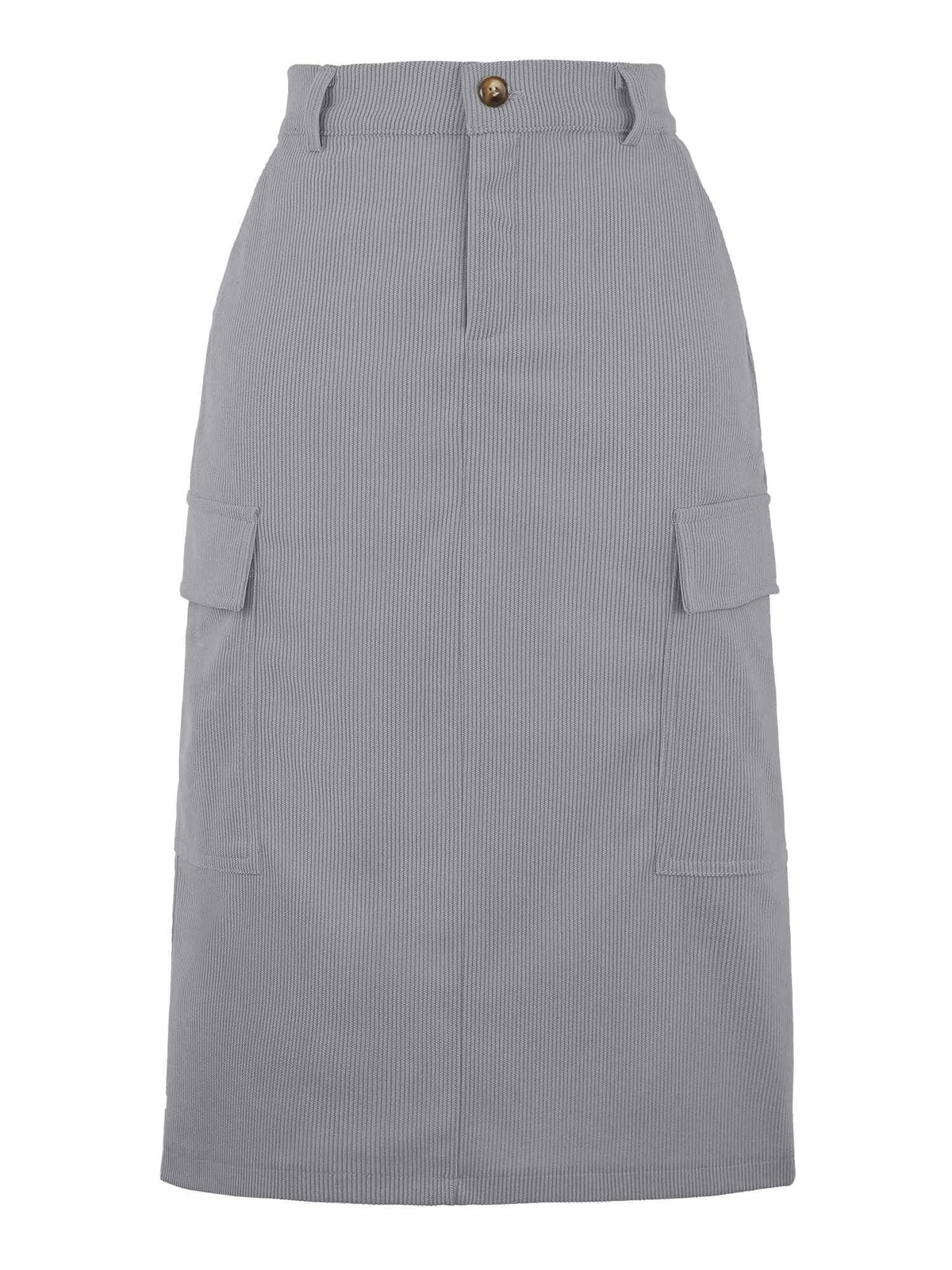 Allegra K Corduroy Cargo Skirts for Women's High Waisted Elastic Back H Line 2025 Fall Midi Skirt