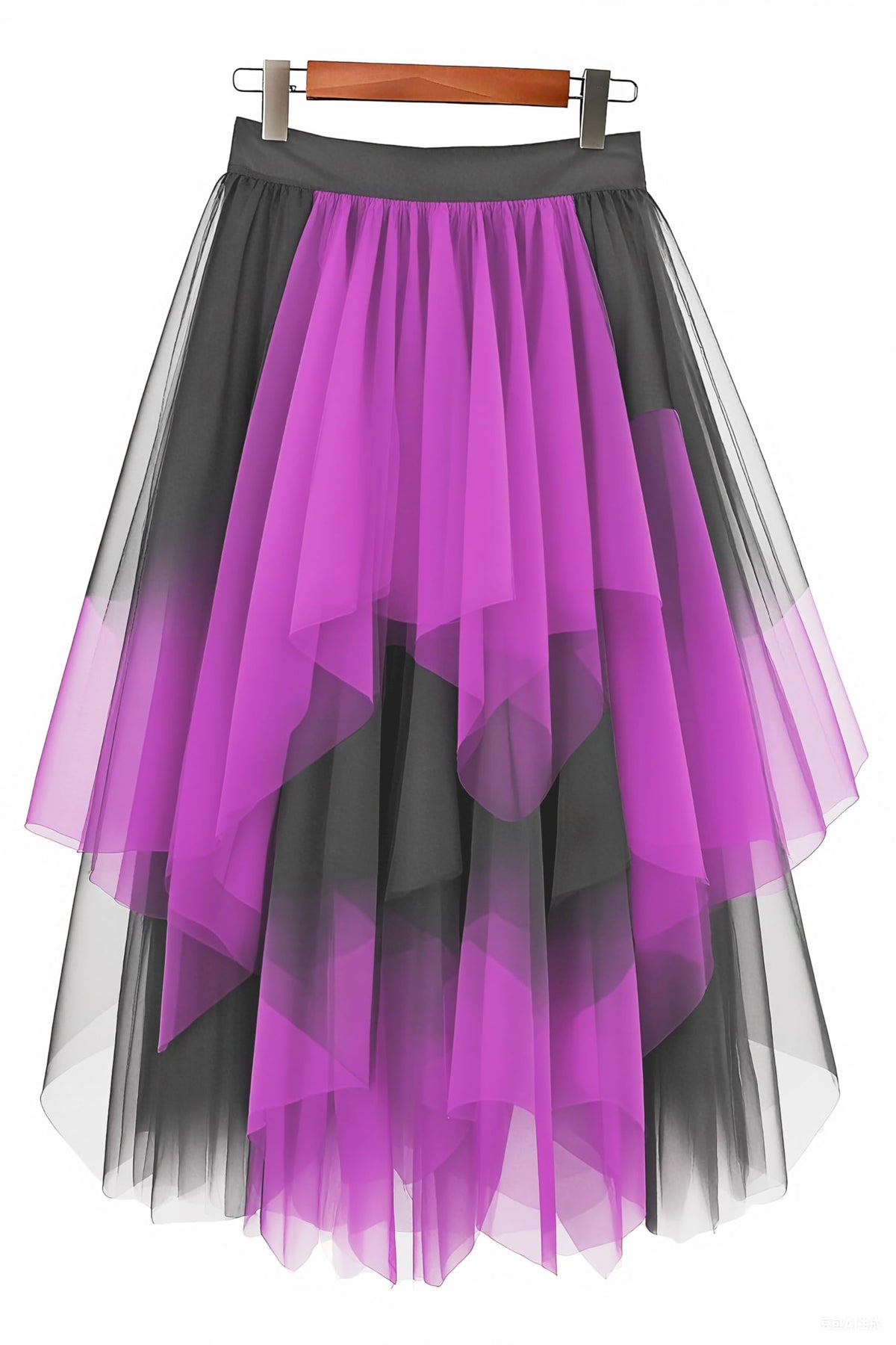 LBKKC Tulle Skirts for Women, Puffy Skirt Asymmetrical Midi Length Ruffled Tutu Layered Mesh Fairy Skirt