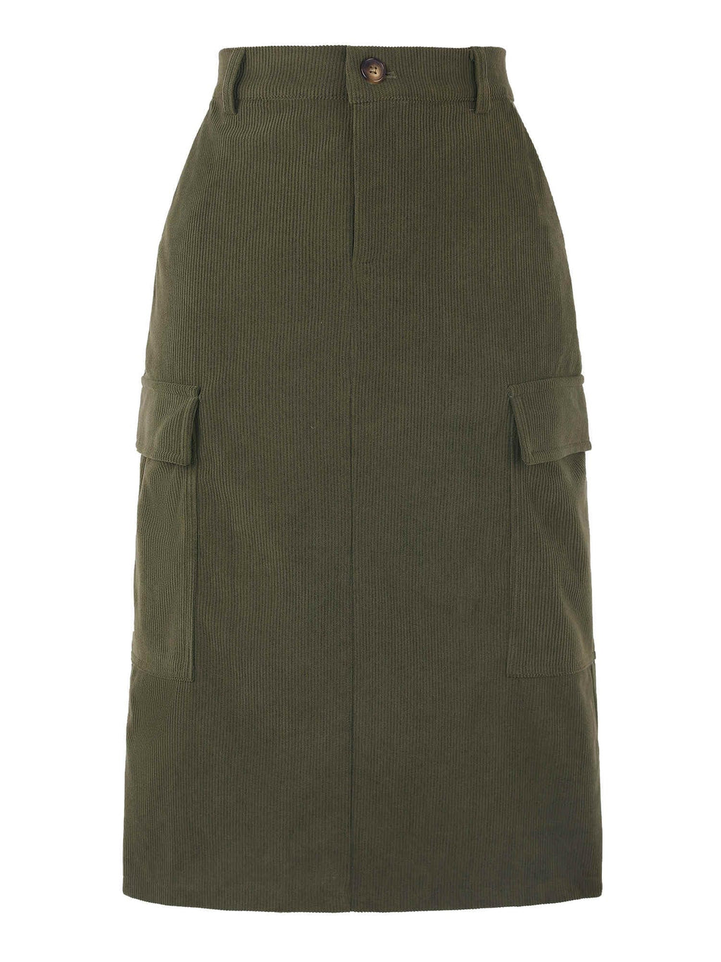 Allegra K Corduroy Cargo Skirts for Women's High Waisted Elastic Back H Line 2025 Fall Midi Skirt