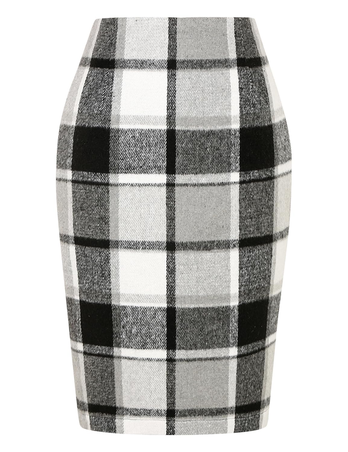 IDEALSANXUN Plaid Skirts for Women Fall Winter Knee Length Pencil Wool Skirt with Slit