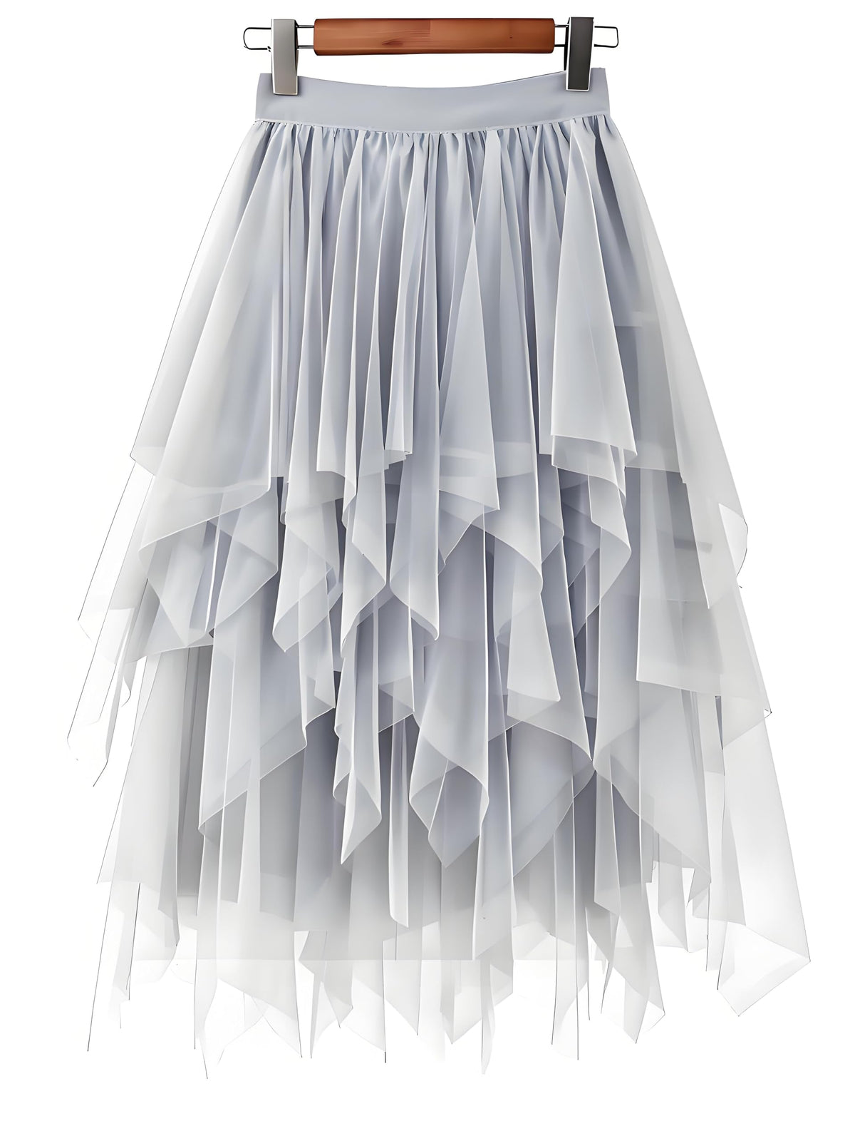 LBKKC Tulle Skirts for Women, Puffy Skirt Asymmetrical Midi Length Ruffled Tutu Layered Mesh Fairy Skirt