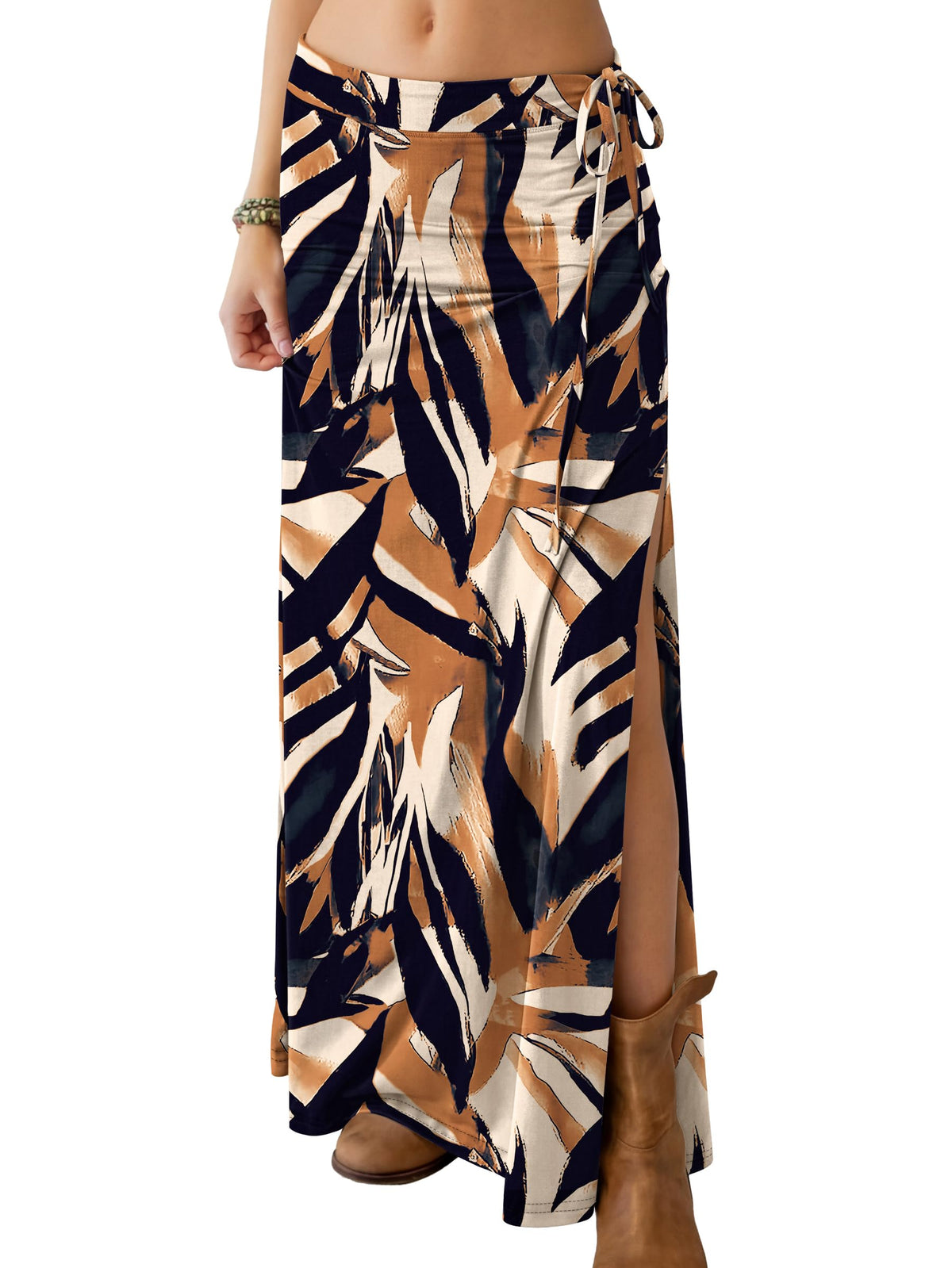 ANRABESS Womens High Waisted Side Slit Maxi Skirts