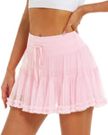 Stelle Womens Tiered Ruffle Tennis Athletic Skirts with Built in Shorts