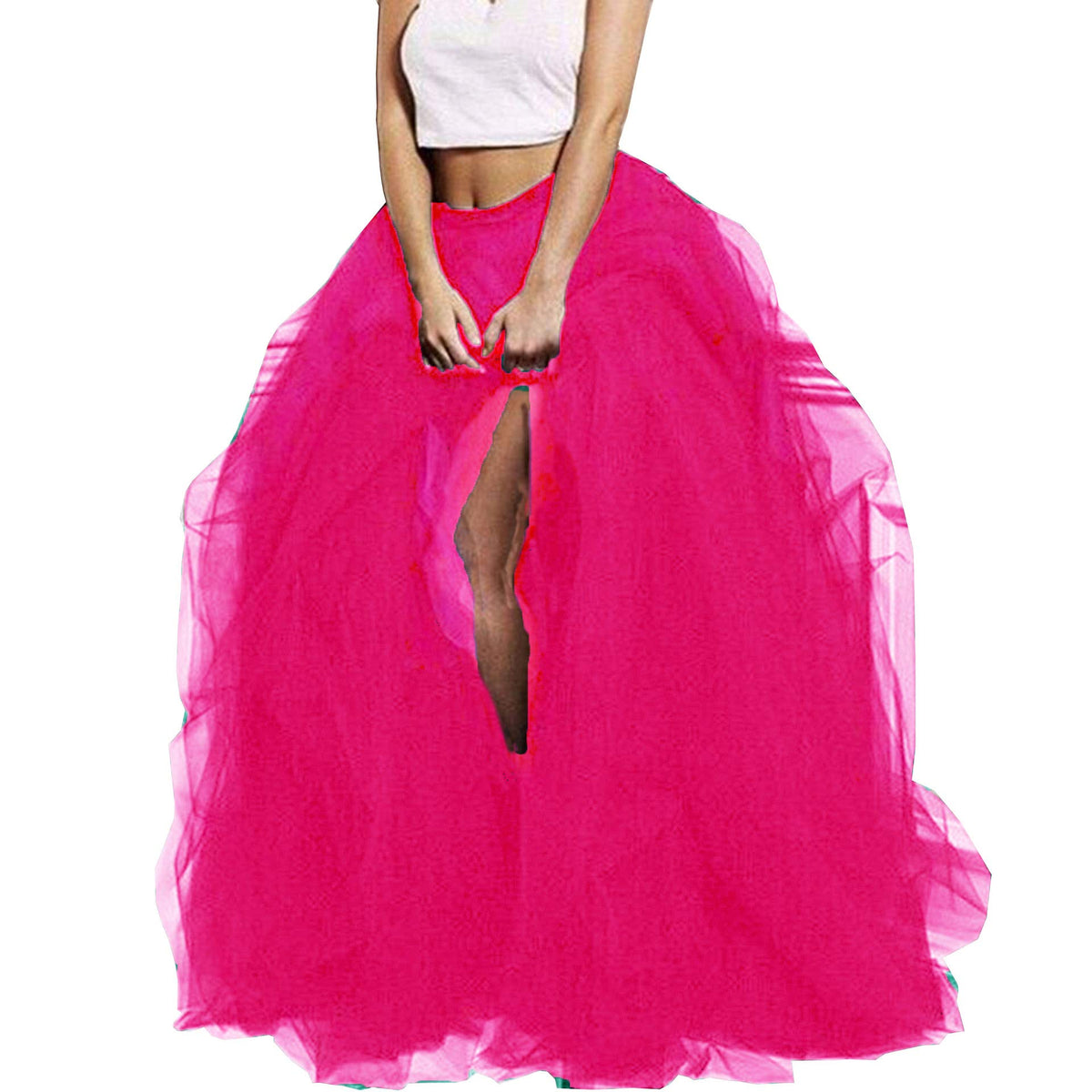 Lisong Women Maxi Tulle Floor Length Layered High Waist Spectial Occasion Skirt