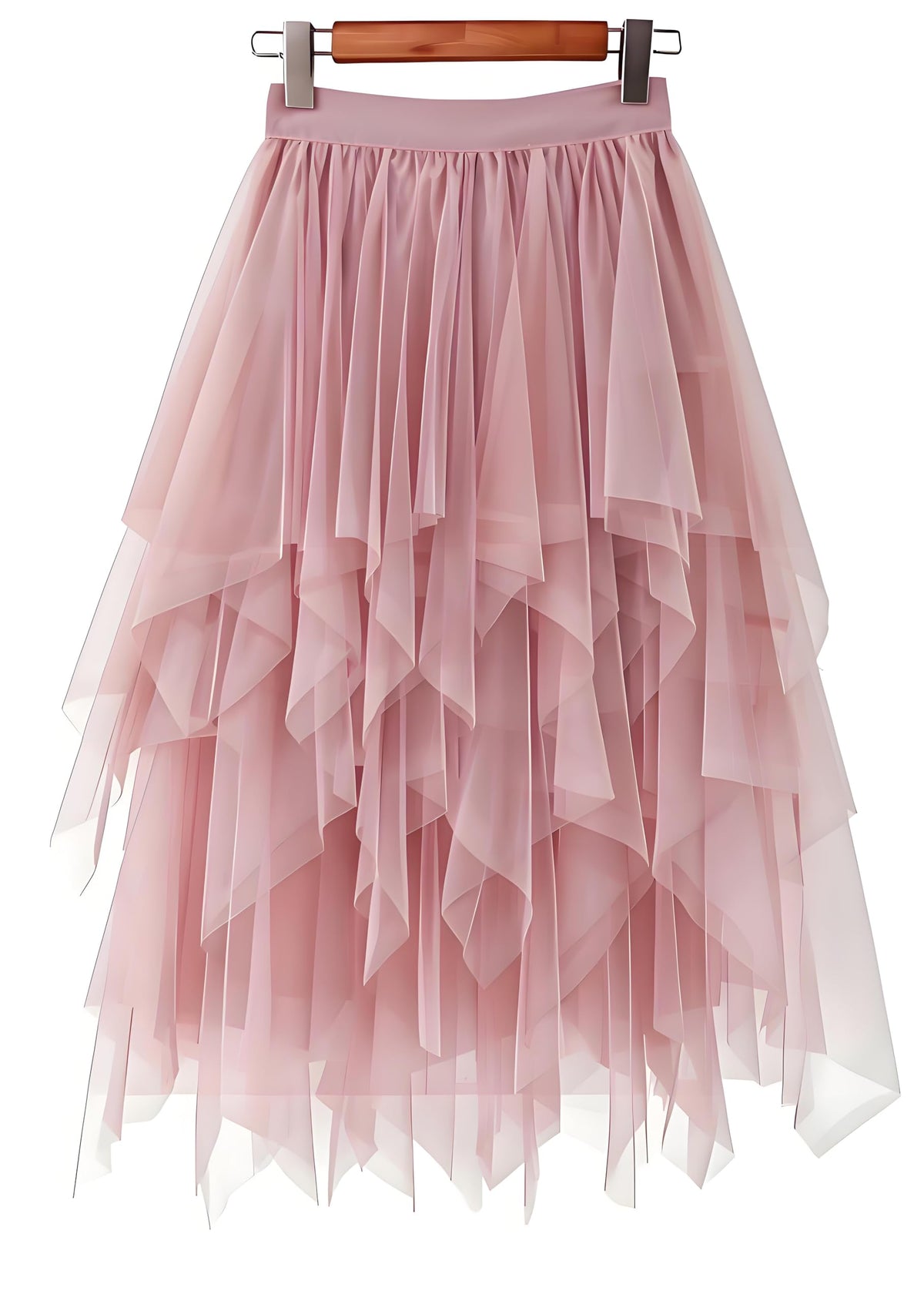 LBKKC Tulle Skirts for Women, Puffy Skirt Asymmetrical Midi Length Ruffled Tutu Layered Mesh Fairy Skirt