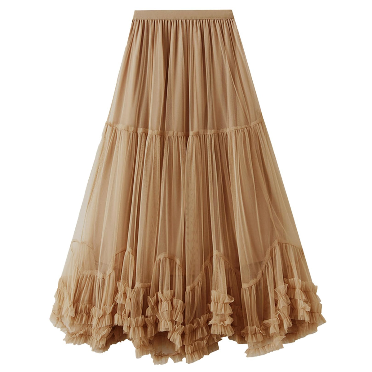 Flygo Womens Maxi Tulle Skirt A Line Tiered Mesh Tutu Fairy Skirts