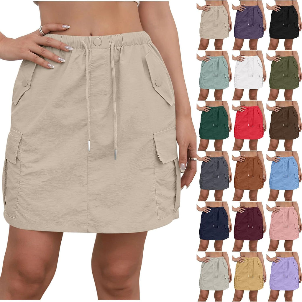 Cargo Skorts for Woman with Pockets Casual Drawstring High Waisted Skorts Summer Outdoor Hiking Golf Workout Skort