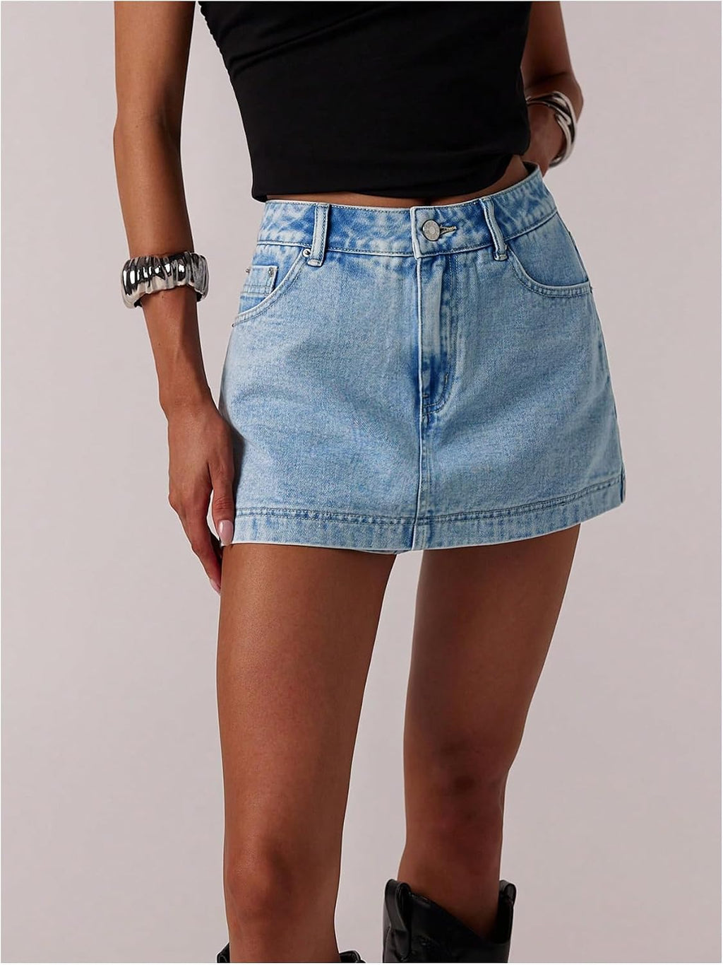 MakeMeChic Women's Jean Skirt Shorts Denim Skort