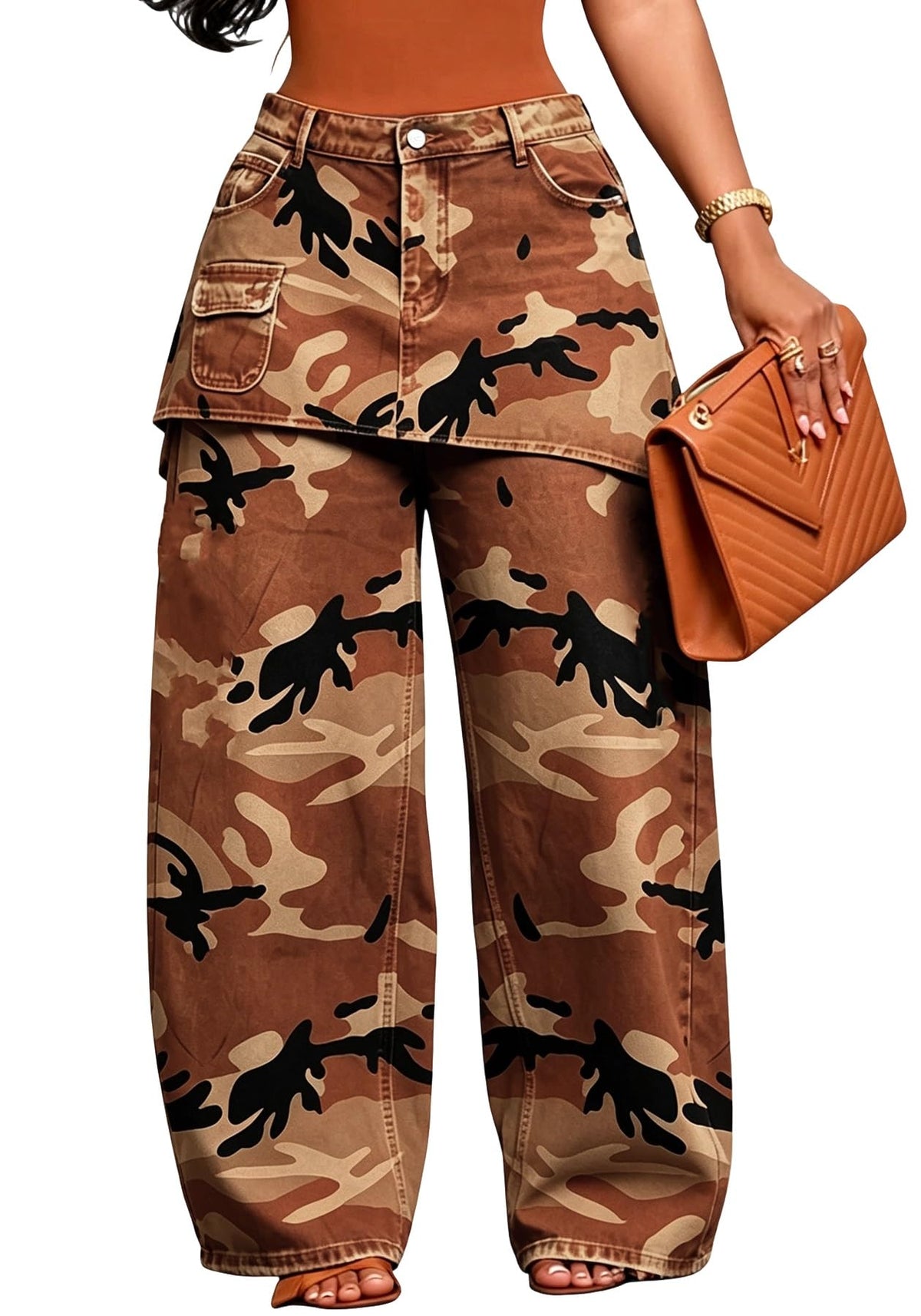 Unybwonn Womens Baggy Cargo Jeans Cowboy Long Skirt Pants with Pockets