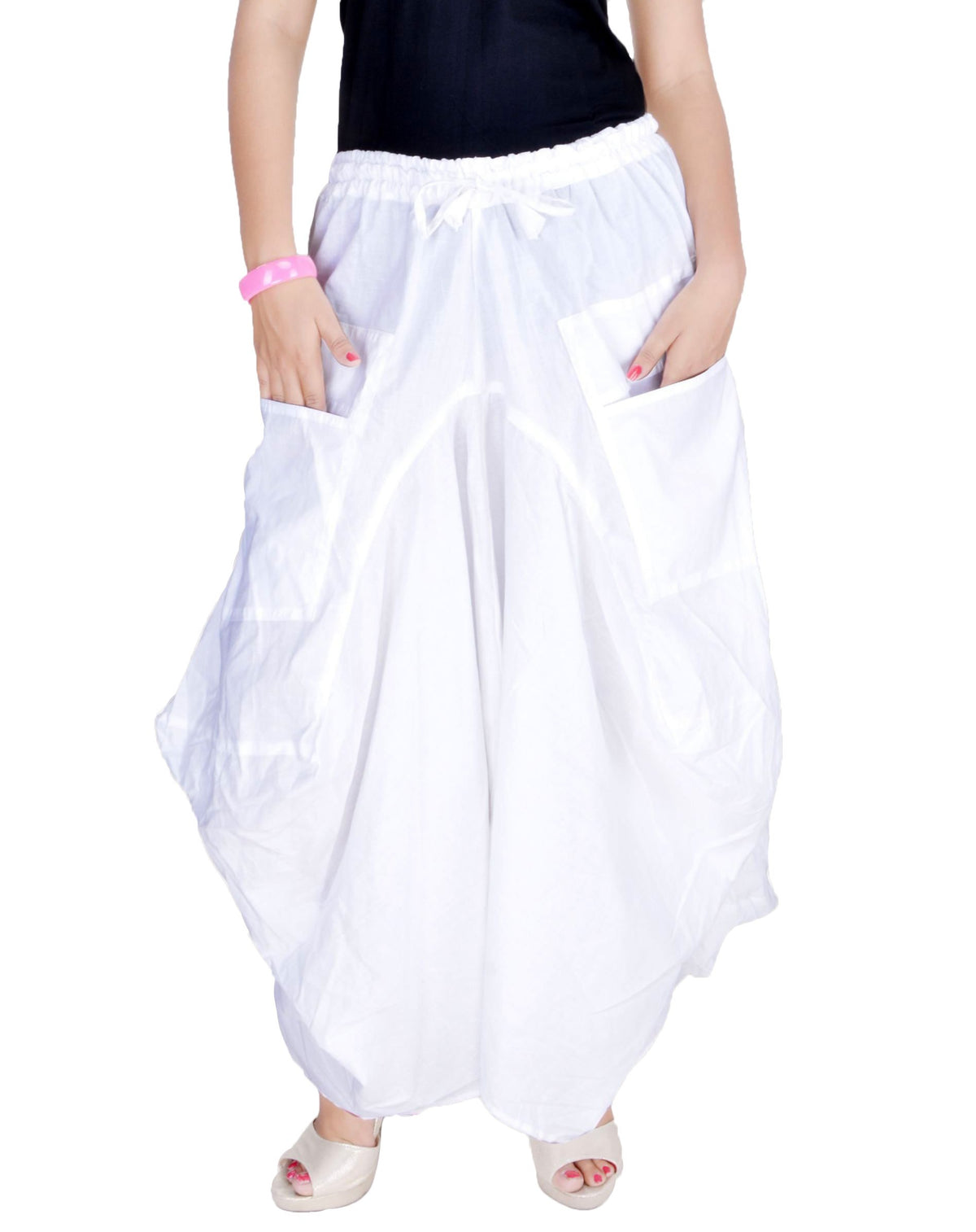 SARJANA Women Cotton Solid Pockets Skirt Hippie Afghani Ethnic