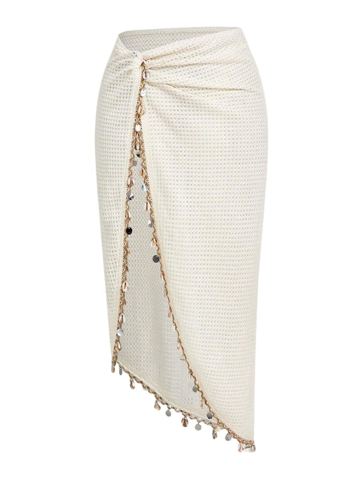 SHENHE Women's Twist Front Slit Boho Fringe Tassel Midi Skirt