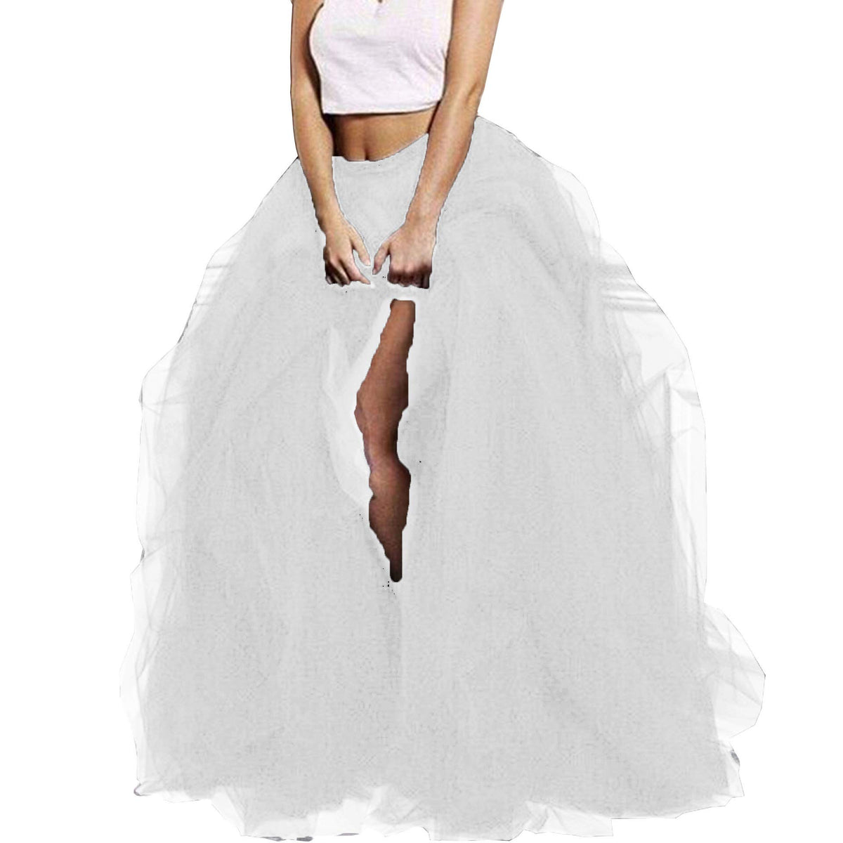 Lisong Women Maxi Tulle Floor Length Layered High Waist Spectial Occasion Skirt