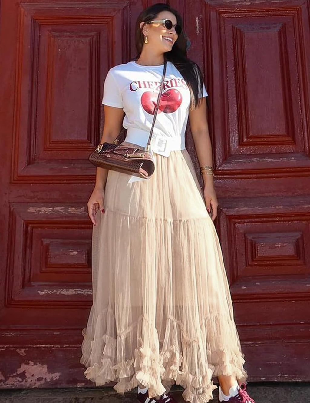 COZYPOIN Women's Maxi Tulle Skirts Long Layered Mesh Tiered Fairy Skirt