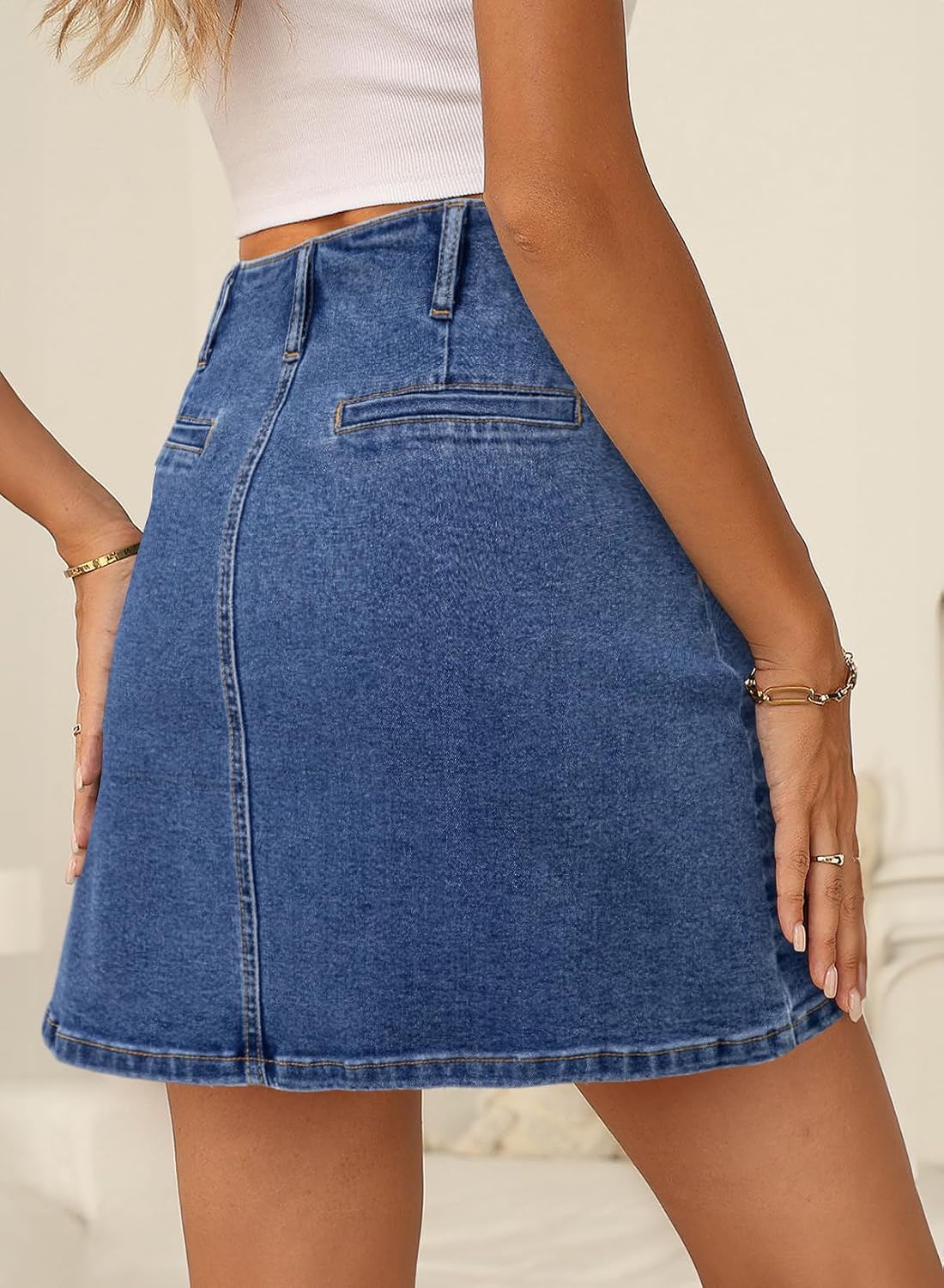 Sidefeel Women's Jean Skirt High Waist Denim Skirt