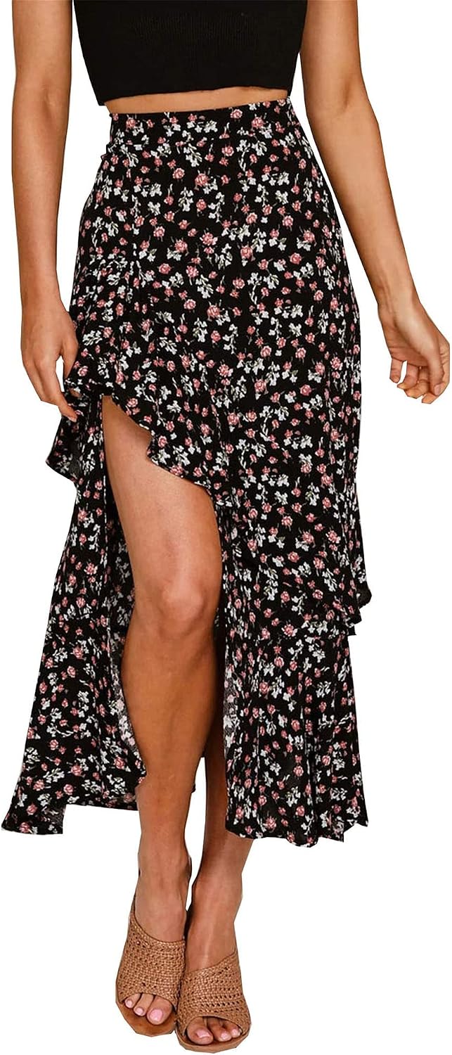 BTFBM Boho High Low Long Maxi Skirts for Women