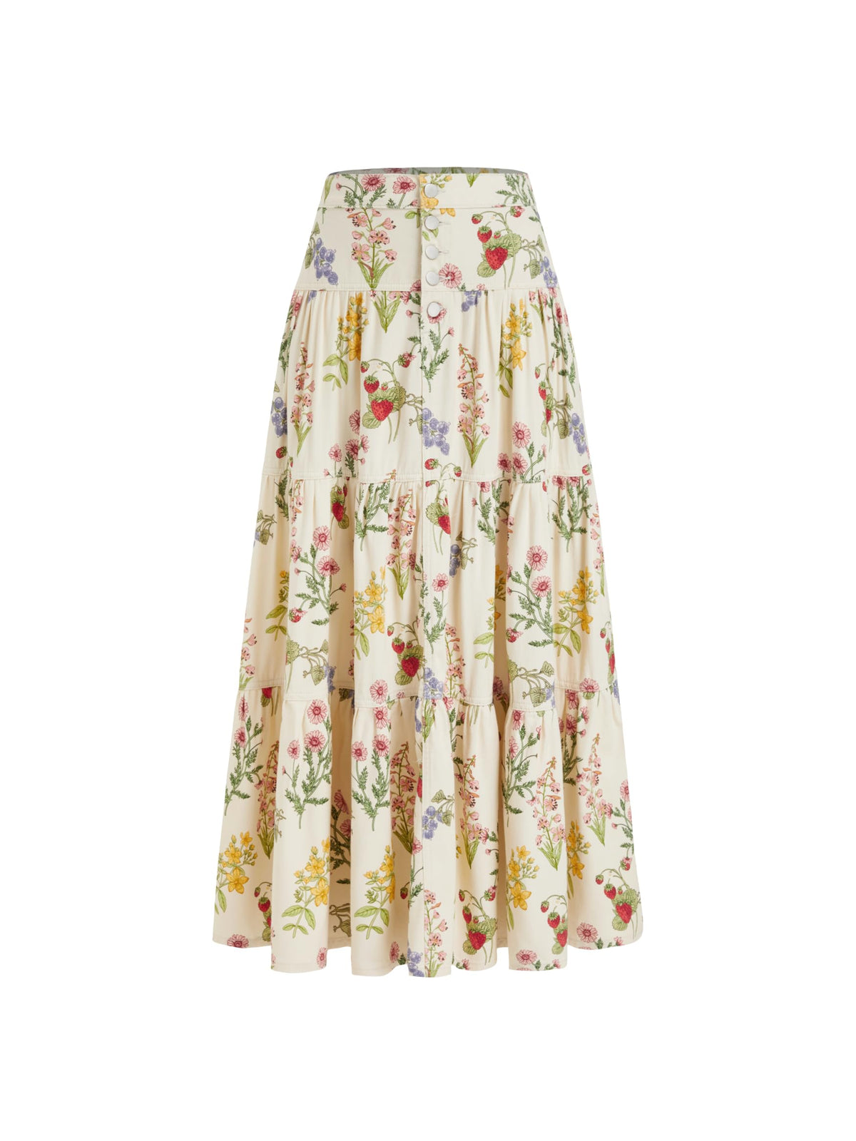 CIDER Womens Long Jean Denim Tiered Button Down High Waist Maxi Skirts