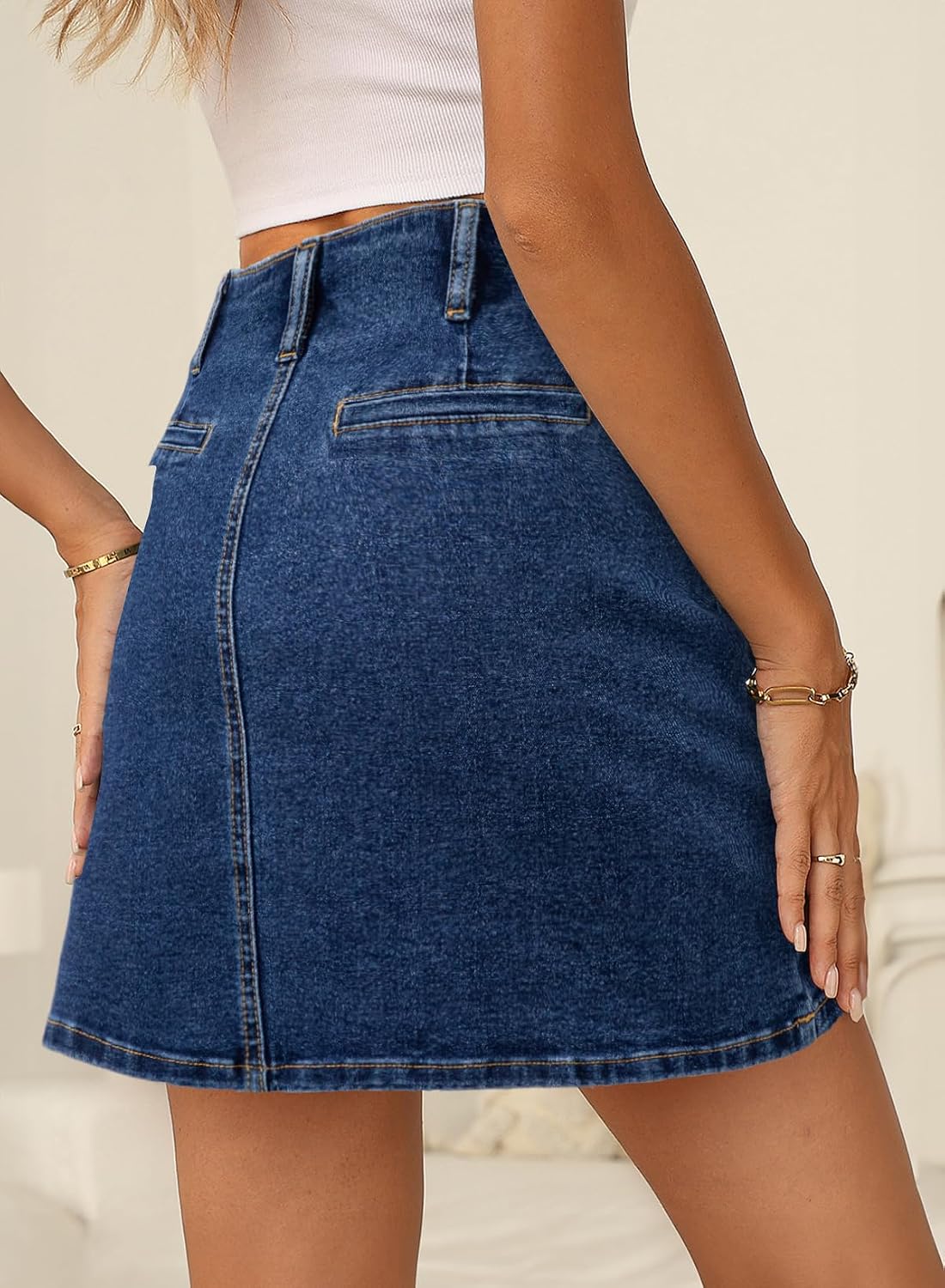 Sidefeel Women's Jean Skirt High Waist Denim Skirt