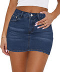 MONCCIZA Jean Skirt for Women Denim Mini Skirt Stretchy Y2K Low Waisted Casual Cute Micro Skirts with Pockets