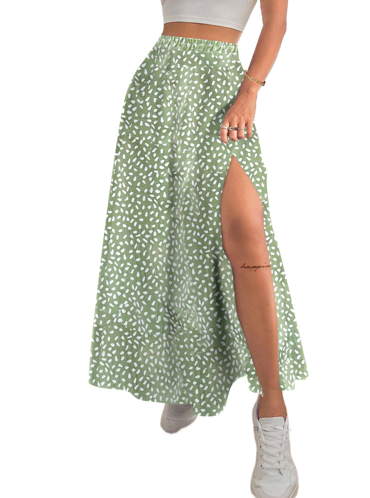 Avanova Women Boho Floral Slit Maxi Skirt Split Thigh High Waisted Long Skirts