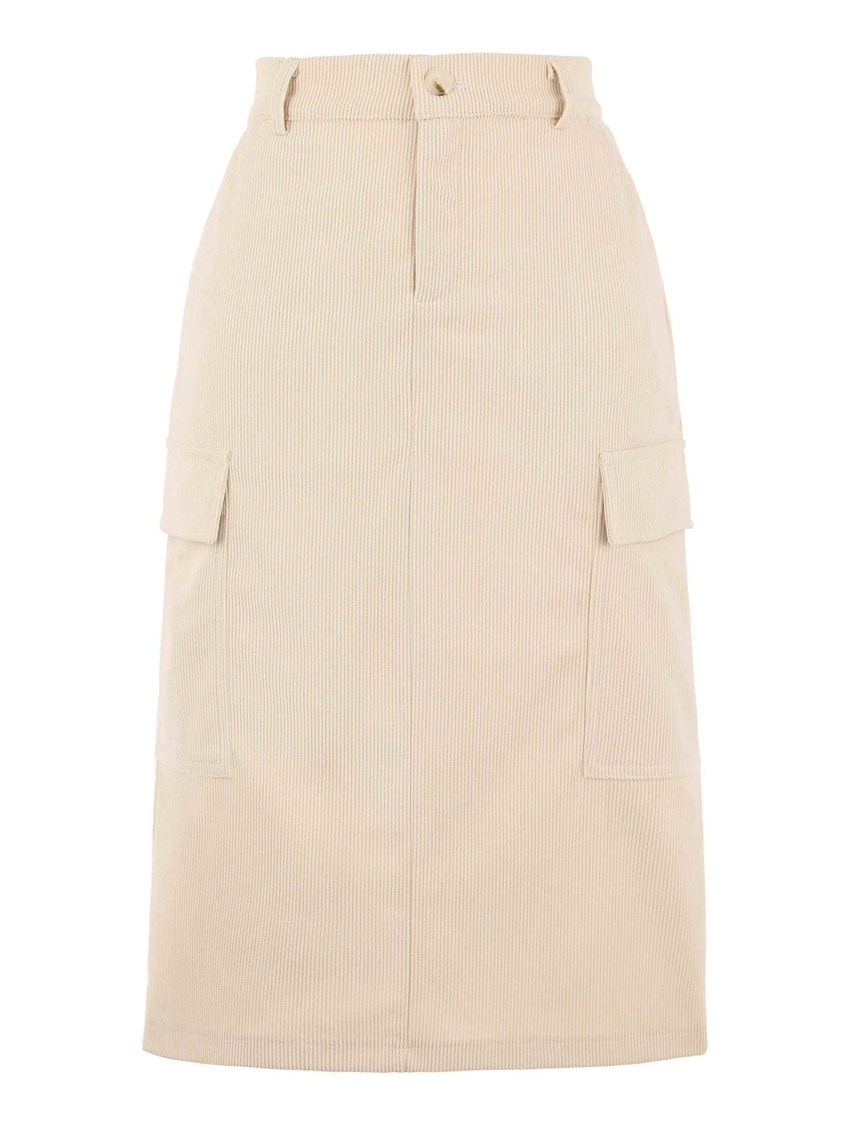 Allegra K Corduroy Cargo Skirts for Women's High Waisted Elastic Back H Line 2025 Fall Midi Skirt
