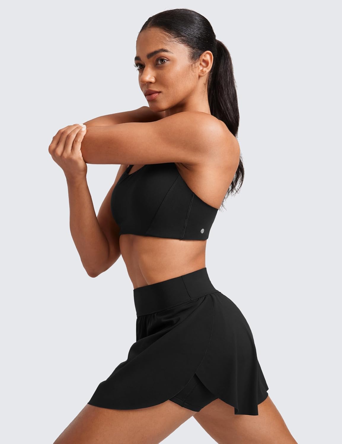 CRZ YOGA High Waisted Side Slit Tennis Skirts