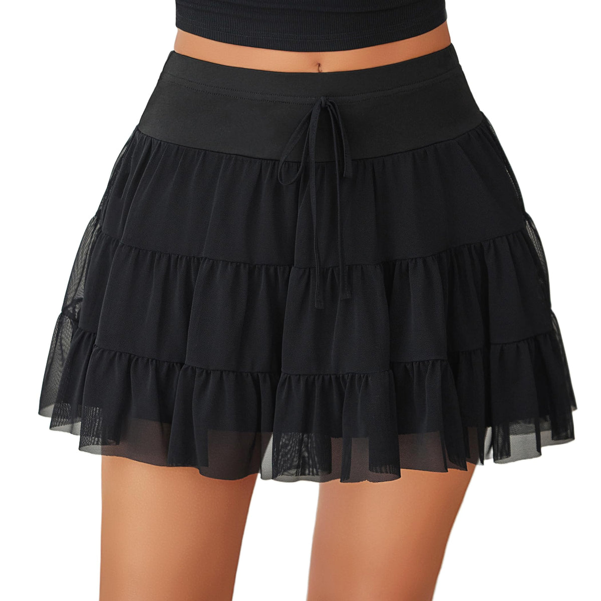 Avidlove Mini Skirt Women's Mesh Ruffle Y2K Skirts Layered Lingerie Skirt