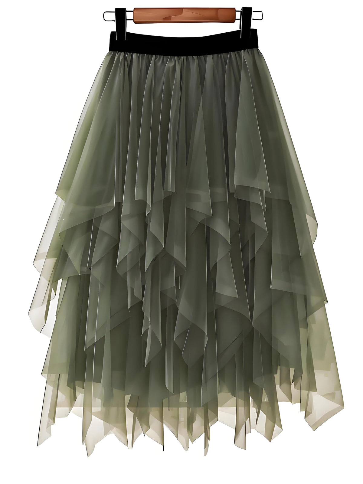 LBKKC Tulle Skirts for Women, Puffy Skirt Asymmetrical Midi Length Ruffled Tutu Layered Mesh Fairy Skirt