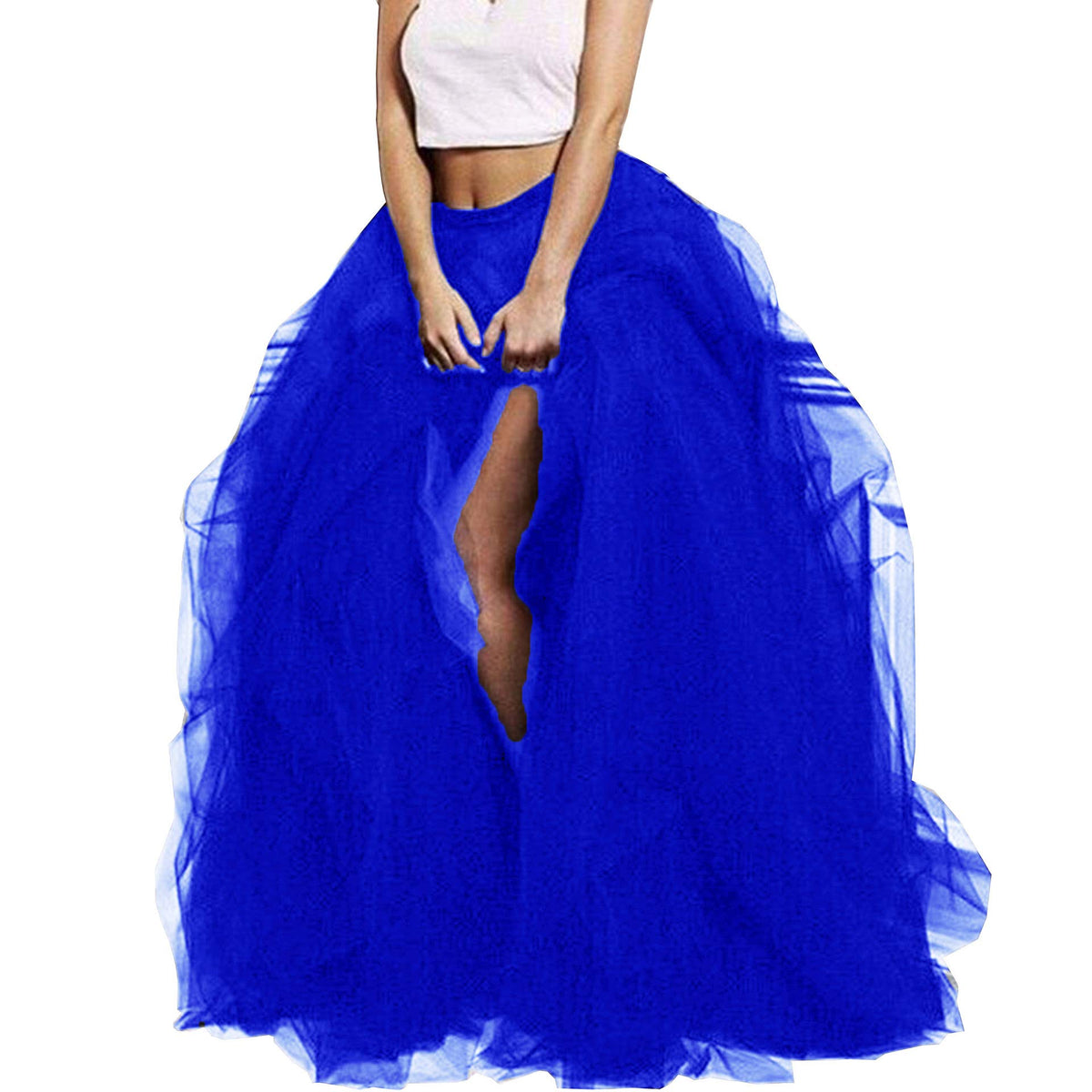 Lisong Women Maxi Tulle Floor Length Layered High Waist Spectial Occasion Skirt