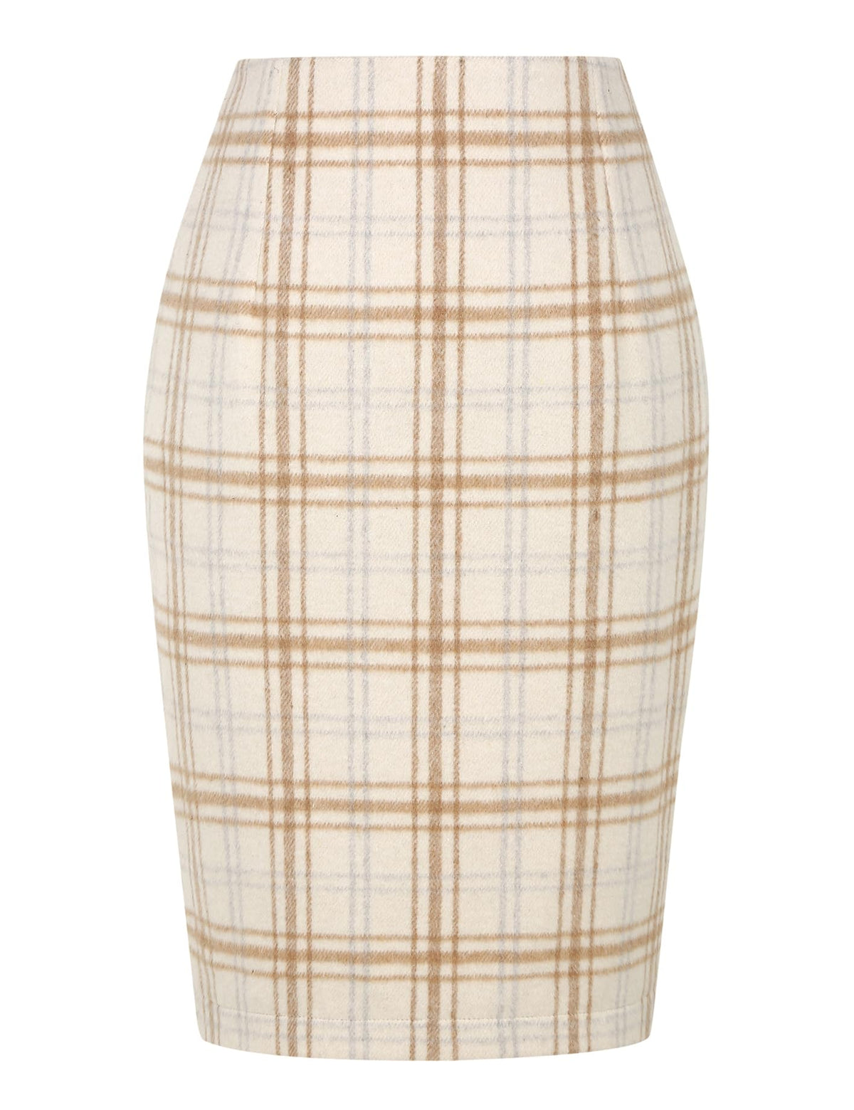 IDEALSANXUN Plaid Skirts for Women Fall Winter Knee Length Pencil Wool Skirt with Slit
