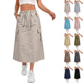 Cargo Skirts for Women Y2K Quick Dry Hiking Maxi Skirt Casual Drawstring High Waisted Parachute Skirts with Pockets