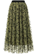 Reaowazo Skirts for Women Midi Long Length Dressy Casual Trendy Summer Tulle A-Line Floral High Waist Skirt