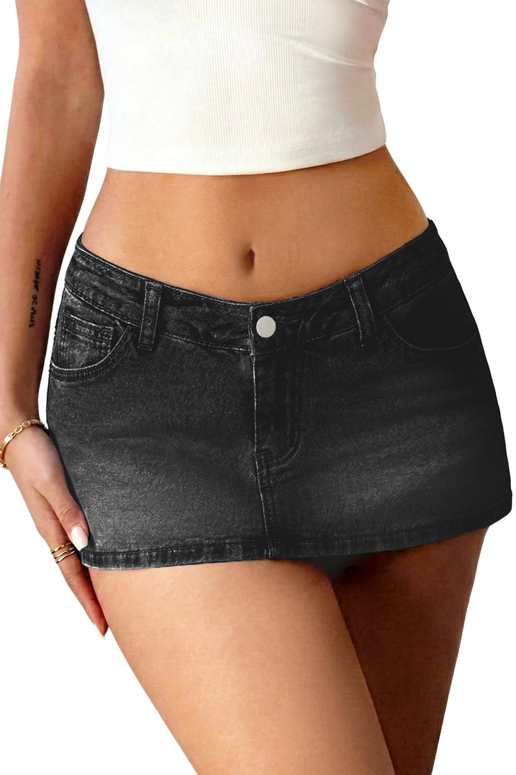 ELLEVEN Low Rise Stretchy Jean Skorts for Woman with Underneath