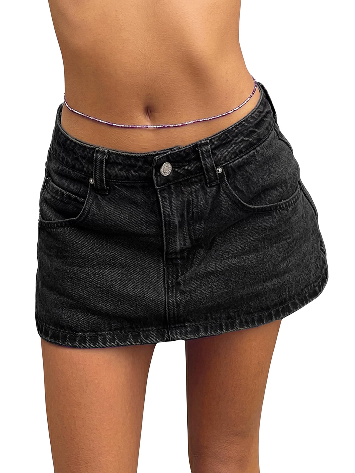 EMMIOL Jean Skirts for Women Mid Rise Summer Denim Skirt with Undershorts