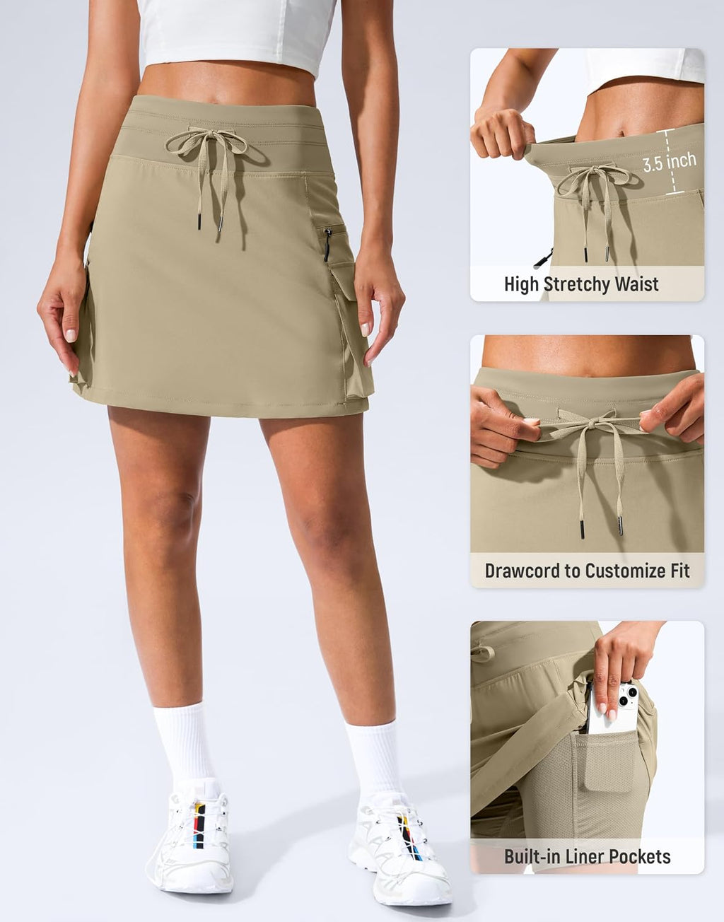 SANTINY 16" Hiking Cargo Skorts 6 Pockets