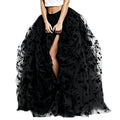 WDPL Women's Long Maxi Slit Tulle Special Occasion Bustle Night Out Skirt