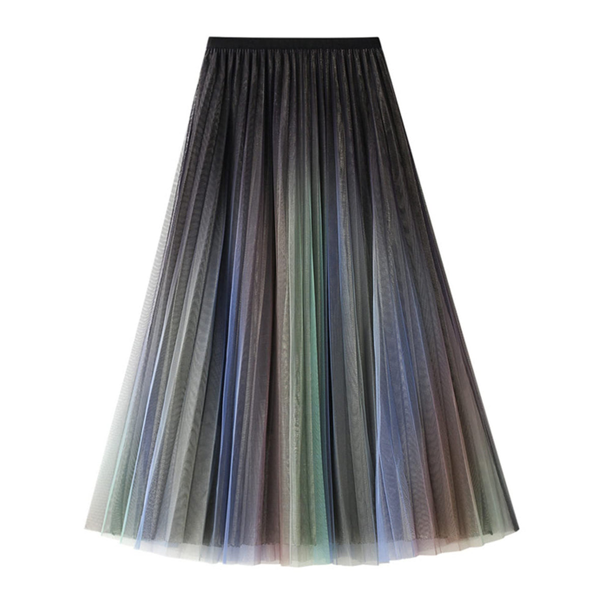 Dirholl Women's A-Line Fairy Patterned Elastic Waist Ruffle Tulle Layered Midi Skirt