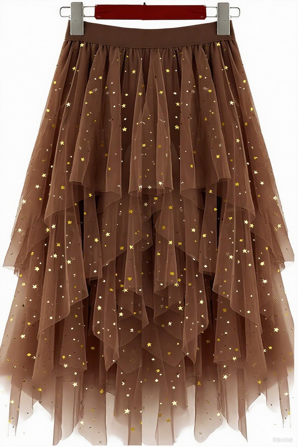 LBKKC Tulle Skirts for Women, Puffy Skirt Asymmetrical Midi Length Ruffled Tutu Layered Mesh Fairy Skirt
