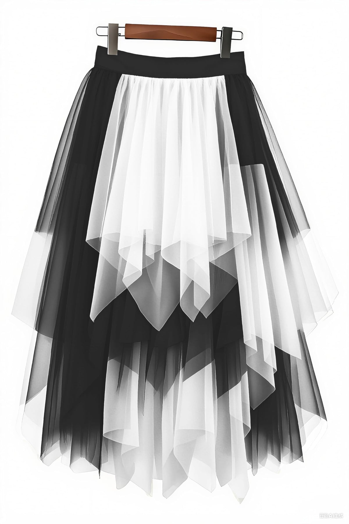 LBKKC Tulle Skirts for Women, Puffy Skirt Asymmetrical Midi Length Ruffled Tutu Layered Mesh Fairy Skirt