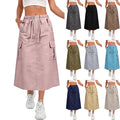 Cargo Skirts for Women Summer Trendy Quick Dry Midi Skirts Drawstring Hiking High Wasited A Line Skirt with Pockets