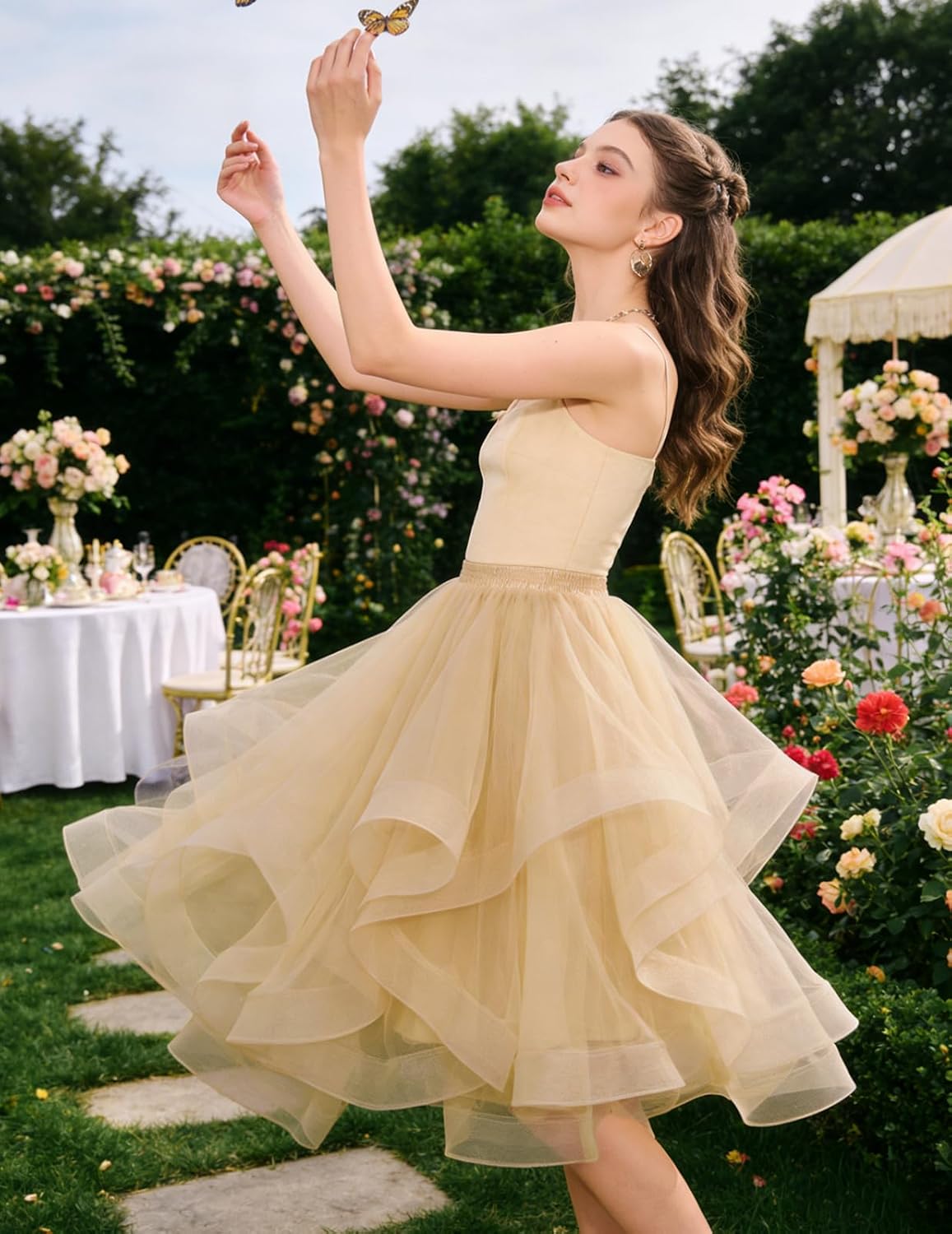 DRESSTELLS Tulle Skirts for Women, Long Puffy Layered Tutu Skirt