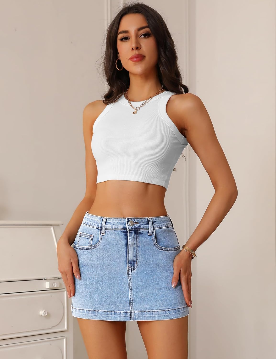 Denim Skirt Women High Waisted Jean Skirts For Women Denim Summer Skort