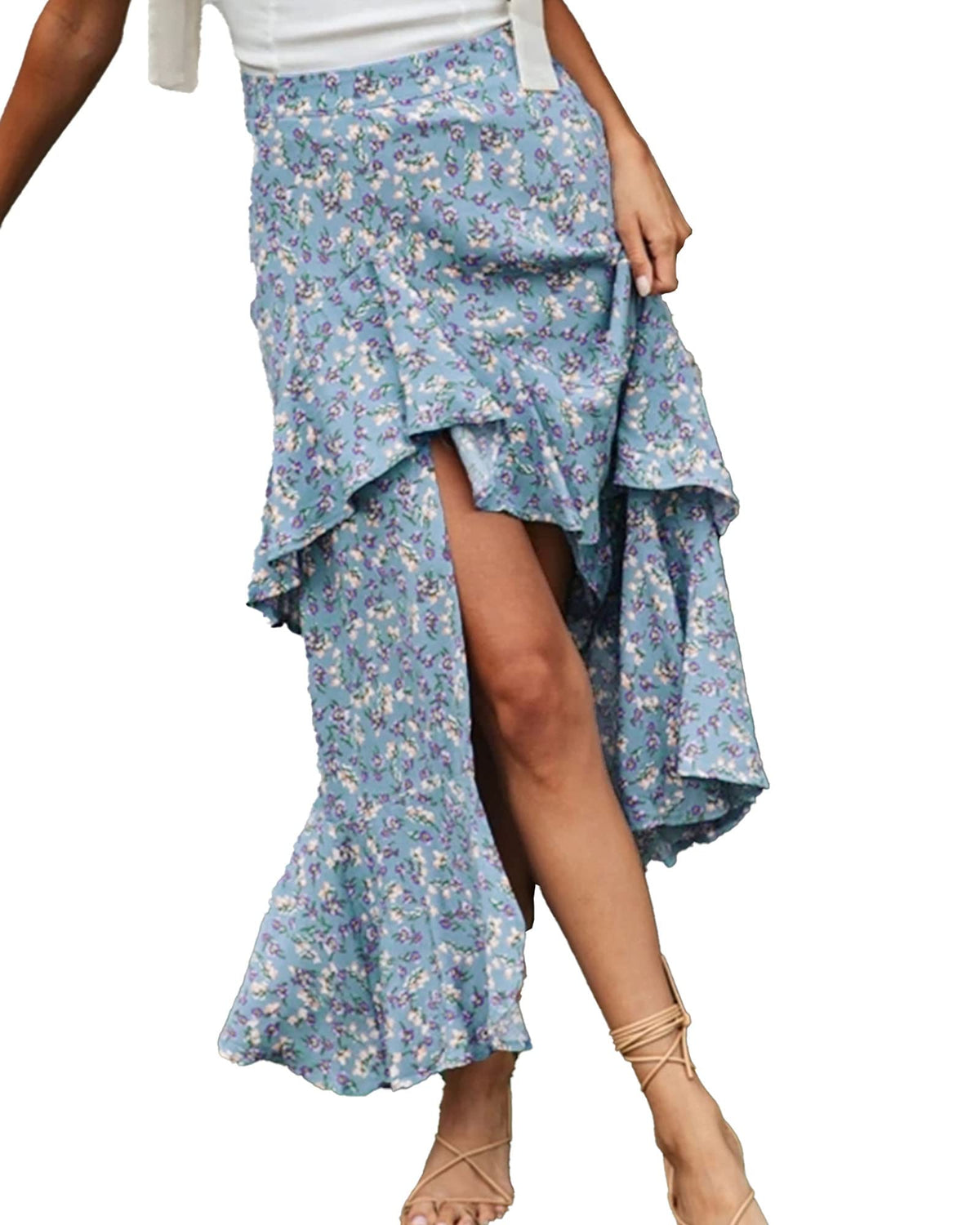 BTFBM Boho High Low Long Maxi Skirts for Women